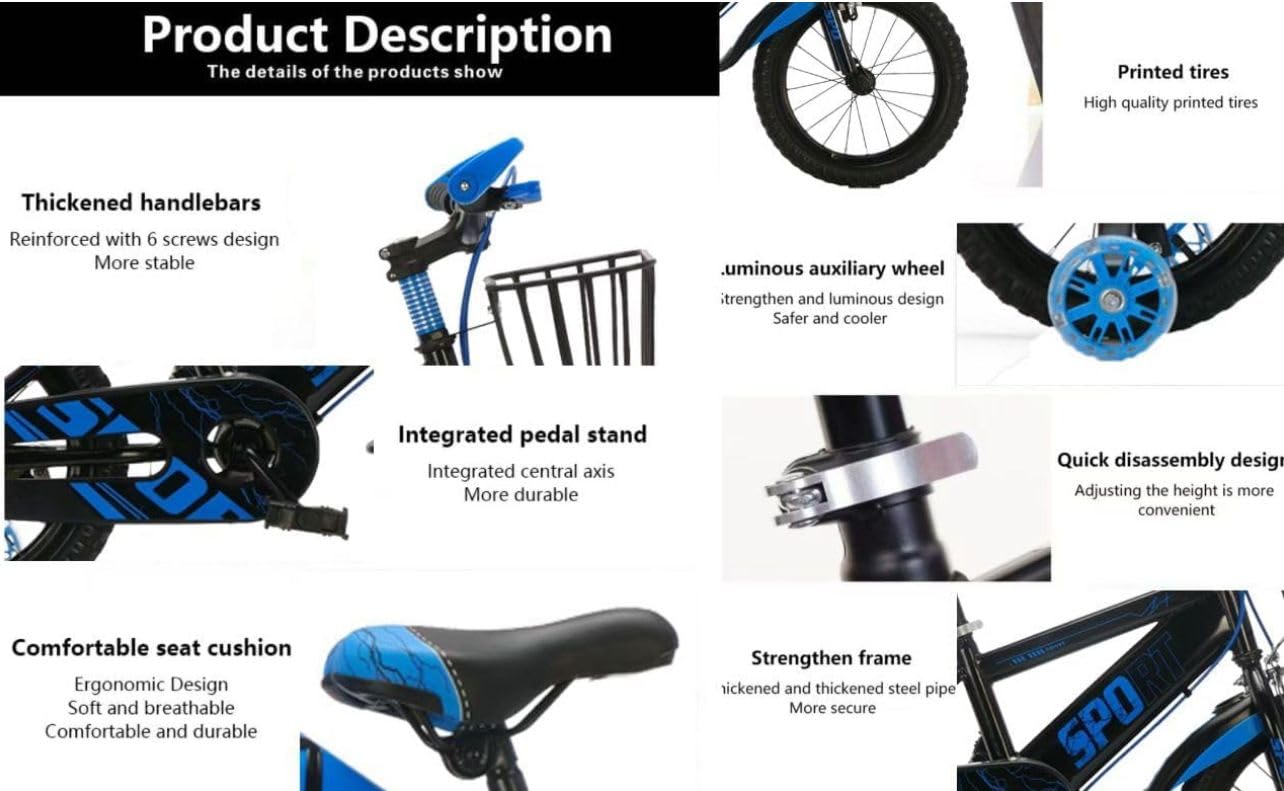 Kids Sport Bike, Tourer, Bicycle, Cycling, Boys Cycle, 12" 14" 16" 18" 20" Children’s Bicycle, Child Bikes, Adjustable Sport Bike 2-12 Years Old, Stabilisers, (18 Inches)