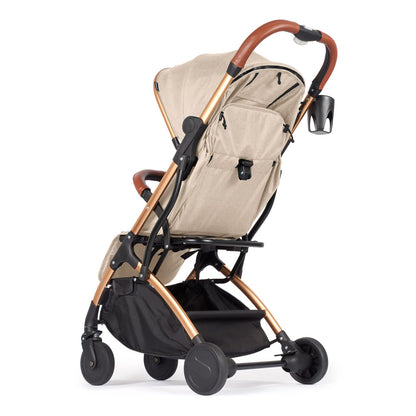 Lejoux™ Baby Pushchair Stroller– Lightweight Foldable Travel Buggy with 5-Point Harness, Adjustable Seat Back and Oversize Basket Folds with 1 Hand – Smooth Swivel Wheels Rain Cover (Beige)