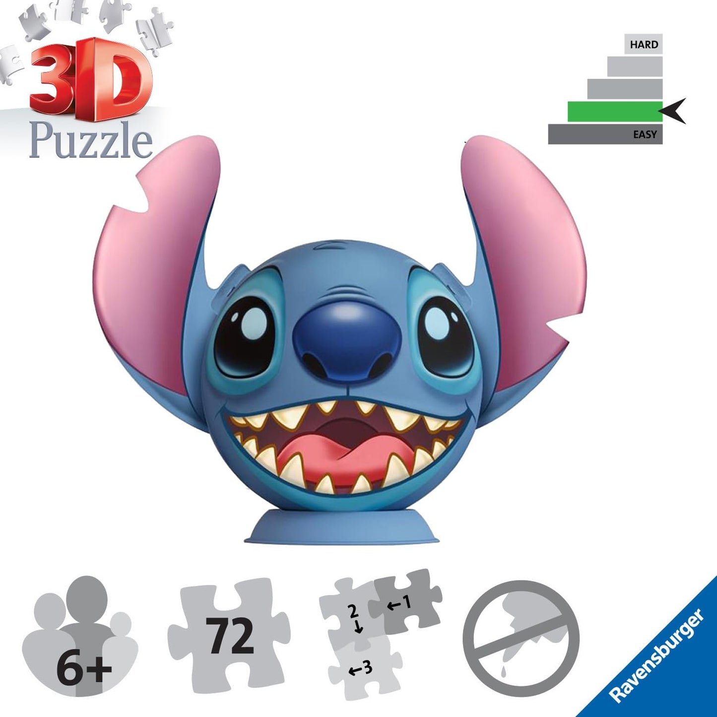 Ravensburger Disney Stitch 3D Jigsaw Puzzle for Children Age 6 Years Up - 72 Pieces - No Glue Required for Kids