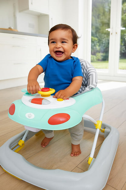 Babylo Go Go Height Adjustable Zigzag Walker with colorful zigzag design and safety features for toddlers.