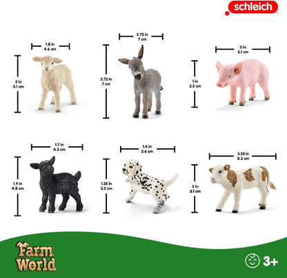 SCHLEICH Farm World - 6 PC Baby Farm Animal Playset with Puppy, Lamb, Goat, Piglet, Calf and Donkey Toys - Realistic Barnyard Figurines - Fun Educational Figures for Kids and Toddlers Ages 3+