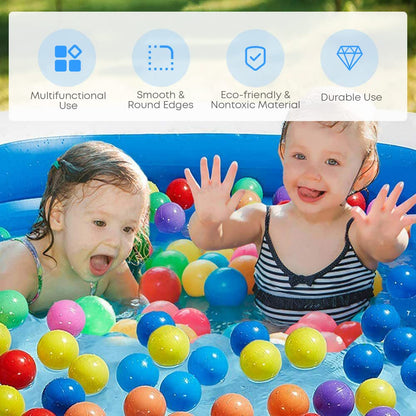 GALAXYER Inflatable Paddling Pool, 3 Rings Large Rectangular Family Swimming Center for Kids Toddlers Adult, Indoor Outdoor Garden Swimming Pool, 205 × 125 × 50 CM