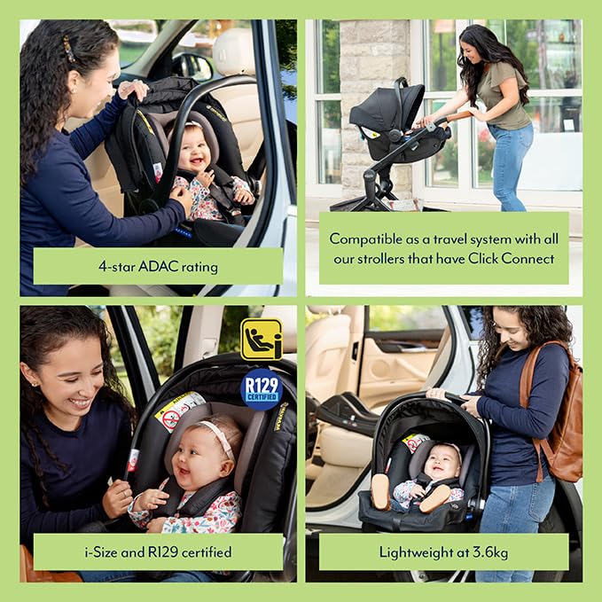 Graco SnugEssentials i-Size Infant Car Seat (Birth to 12 Months Approx, 40-75cm) with newborn insert, ISOFIX Base Compatible, Black/Grey fashion