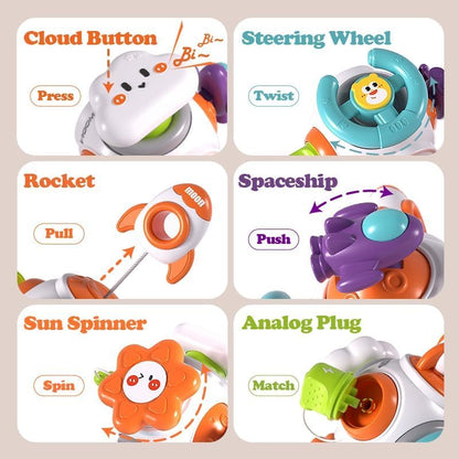 Montessori Sensory Toys for Toddlers 1-3 - Travel Activities Busy Board Cube - Baby Gifts for 18+ Months 1 2 One Year Old Infant Boys Girls - Airplane Plane Car Travel Toys Educational Learning