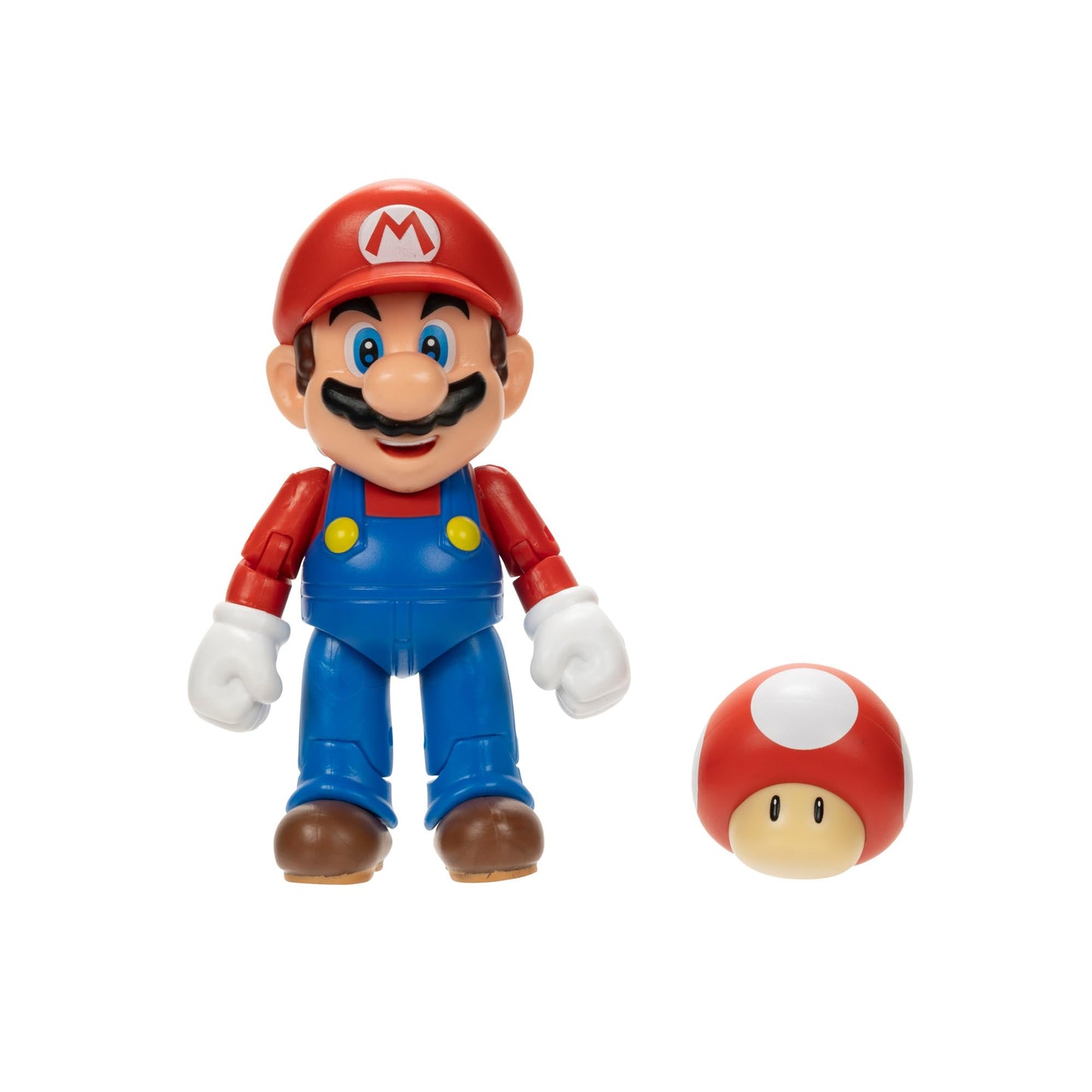 Super Mario Super Mario 4-inch poseable figure with Power up Mushroom accessory, ideal for ages 3+ from Nintendo's Super Mario series.