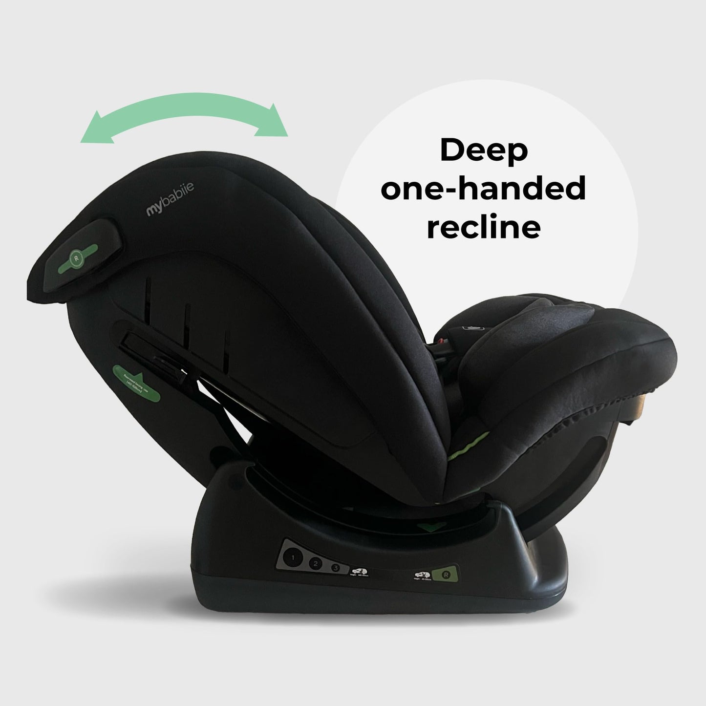 My Babiie MBCS100 2-in-1 Convertible R129 Child Car Seat - Belted, 40-150cm (Approx. Birth - 12 Years, 0-36kg), i-Size, Group 0+1/2/3, Adjustable - Black