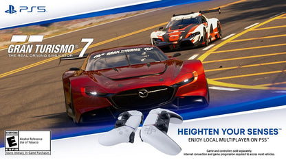 PlayStation Gran Turismo 7 Standard Edition game cover for PlayStation 5 featuring racing car graphics and game title.