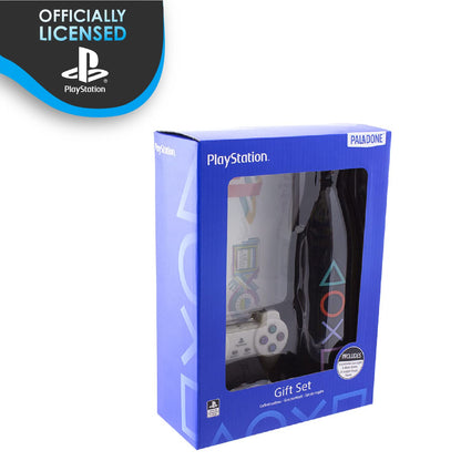 Paladone PlayStation gift set featuring Icons Light, stickers, and a bottle, perfect for gaming fans and collectors.