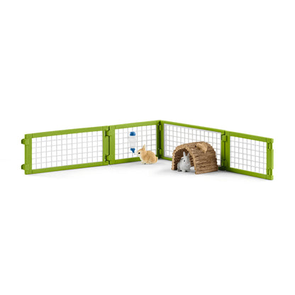 Schleich Farm World - 9PC Rabbit Hutch Playset with Cute Bunny Figurines and Accessories - Realistic Farm Animal Play Set Figures for Imaginative Play - Educational Toys for Children, Toddlers Ages 3+