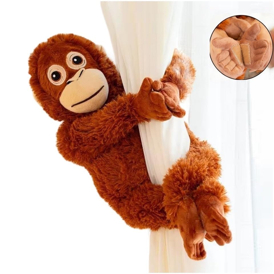 wuayi 66cm Large Orangutan Soft Toy, Cute Monkey Curtains Plush - Stuffed Monkey, Realistic Soft Cuddly Long Arm Monkey Toy for Home Room Bed Pillow Cushion Curtains Photo Prop Decor (1PCS)