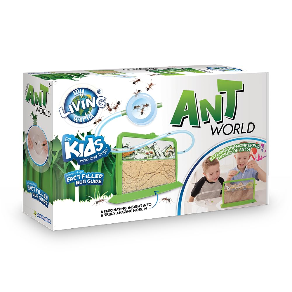 My Living World Ant World habitat with included equipment and 9-page bug guide for young ant enthusiasts.