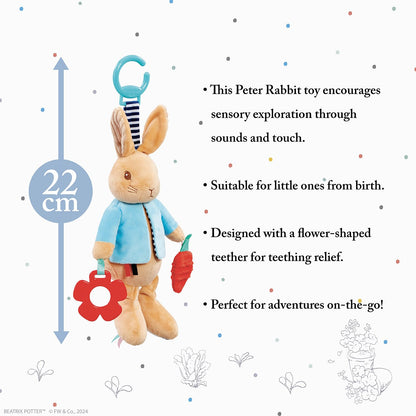 Rainbow Designs Peter Rabbit Activity Toy Pram Toy - Sensory Toy for Babies, Stimulates Senses & Encourages Early Developmental Play with Rattle, Squeak & Crinkle Sounds