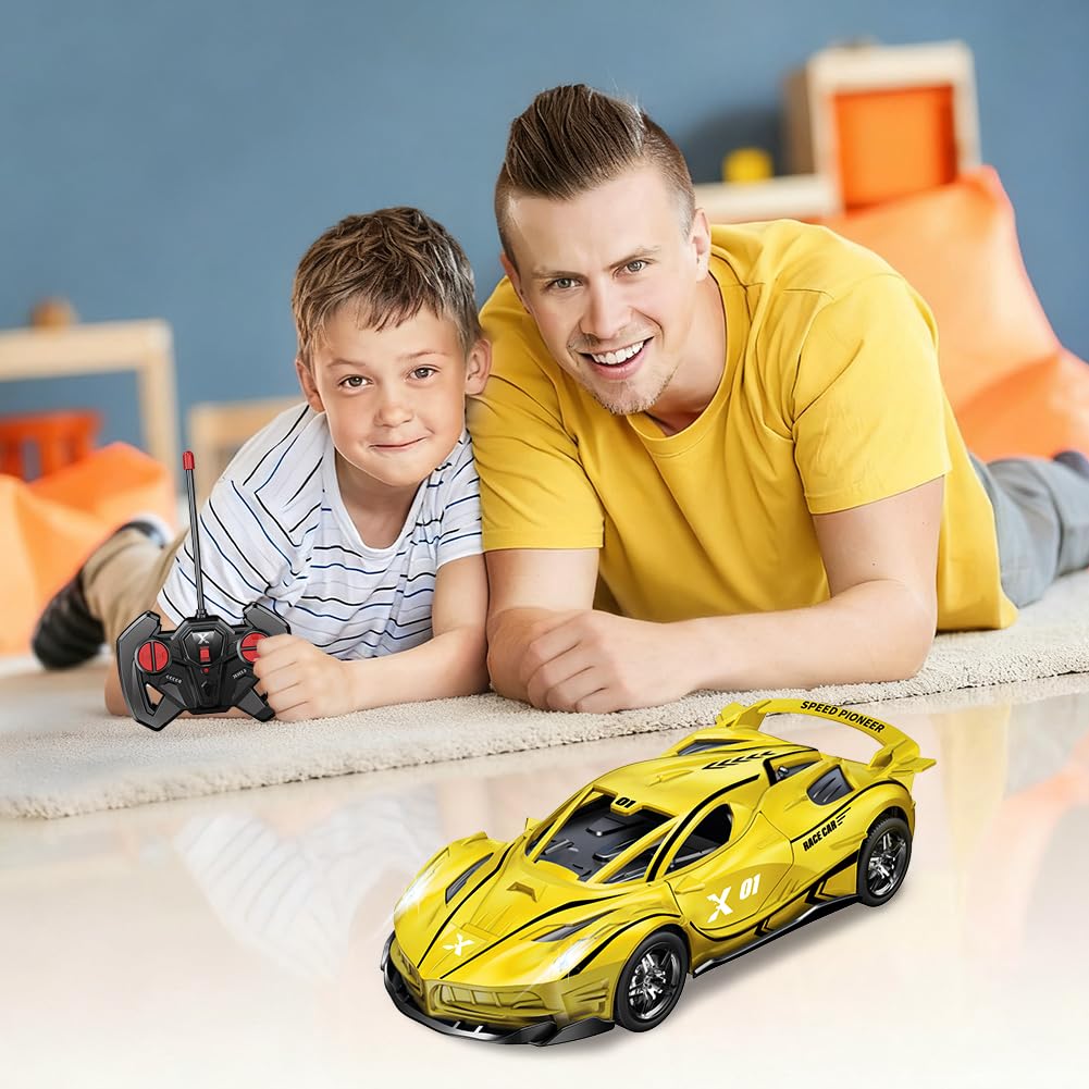 HATFRYF RC Drift Car, Cool Electric Remote Control Car, Kids Toy Vehicle, Model Toy for Boys - Driftable, Gifts for Kids Boy Yellow