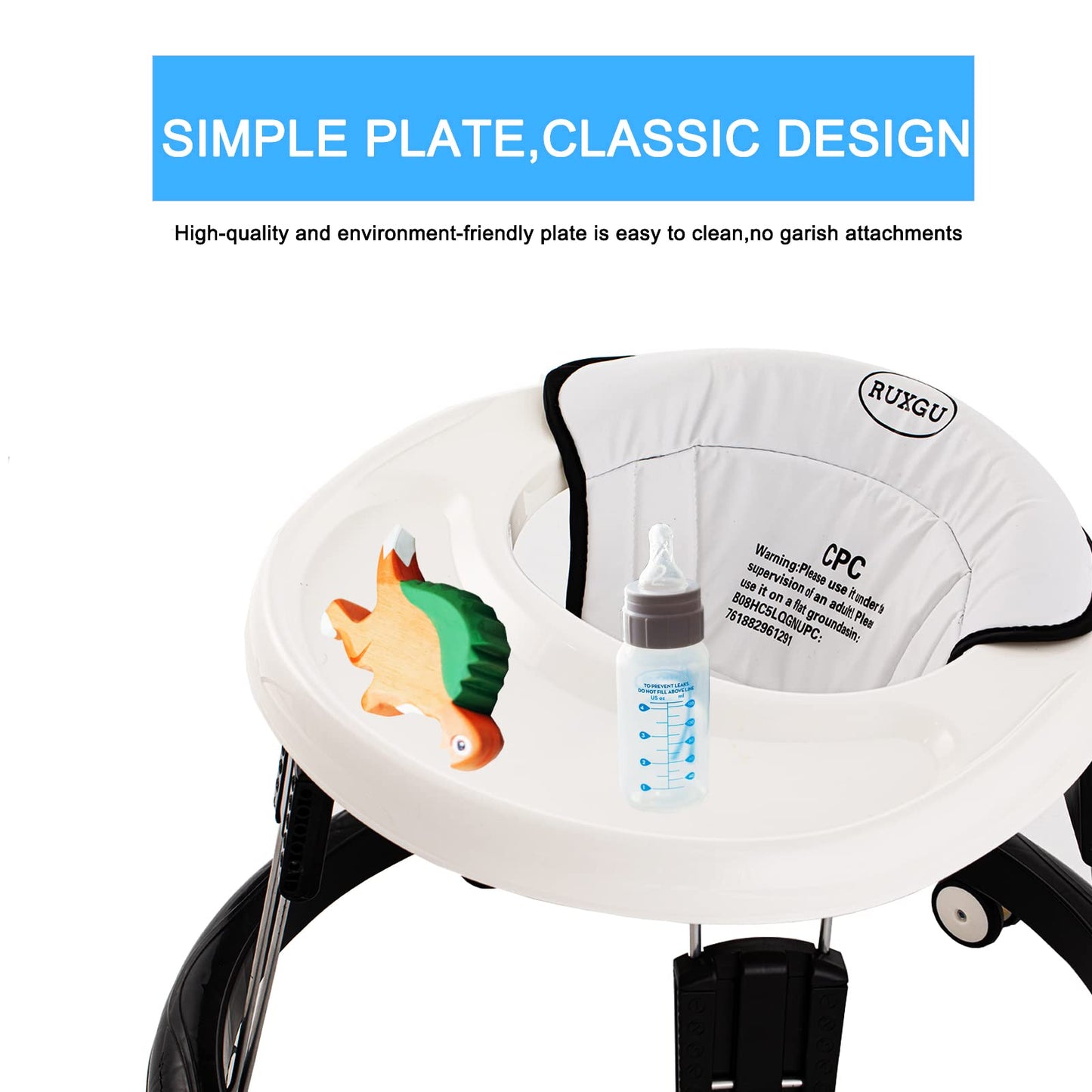 White SMARTRICH baby walker by LANGYI with foldable design, mute anti-rollover features, suitable for 66-80cm height.