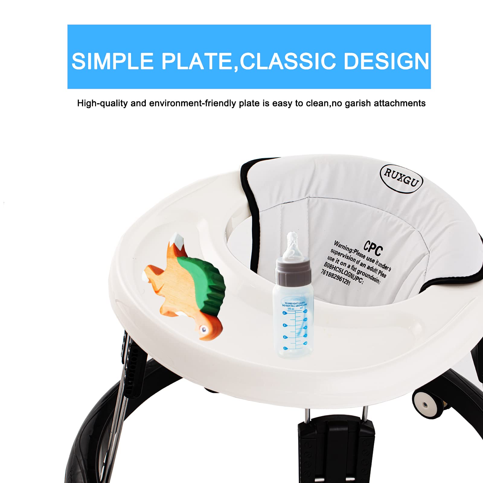 White SMARTRICH baby walker by LANGYI with foldable design, mute anti-rollover features, suitable for 66-80cm height.
