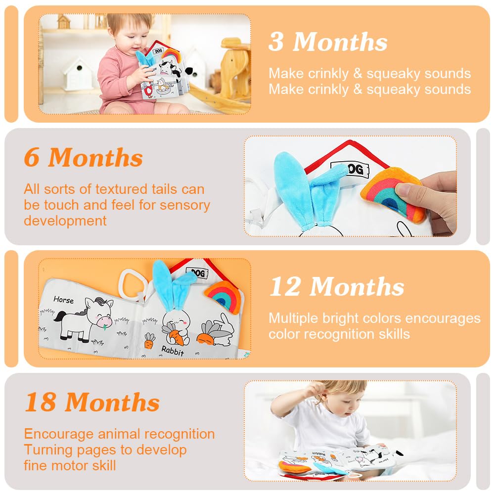 HOTUT Baby Toys Baby Books 0-6 Months, Sensory Books for Babies Touch and Feel Soft Books,Baby Crinkle Books, Touch Feel Activity Soft Book Infants Toys for 0 3 6 12 Months Boy Girl Shower Gifts