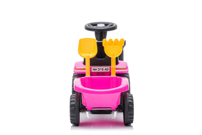 NINODOVAE Ride On Tractor, NEW HOLLAND Licensed car toy, Toddler Sliding Walker with Steering Wheel, horn music&lights for 12-36 months (Pink)