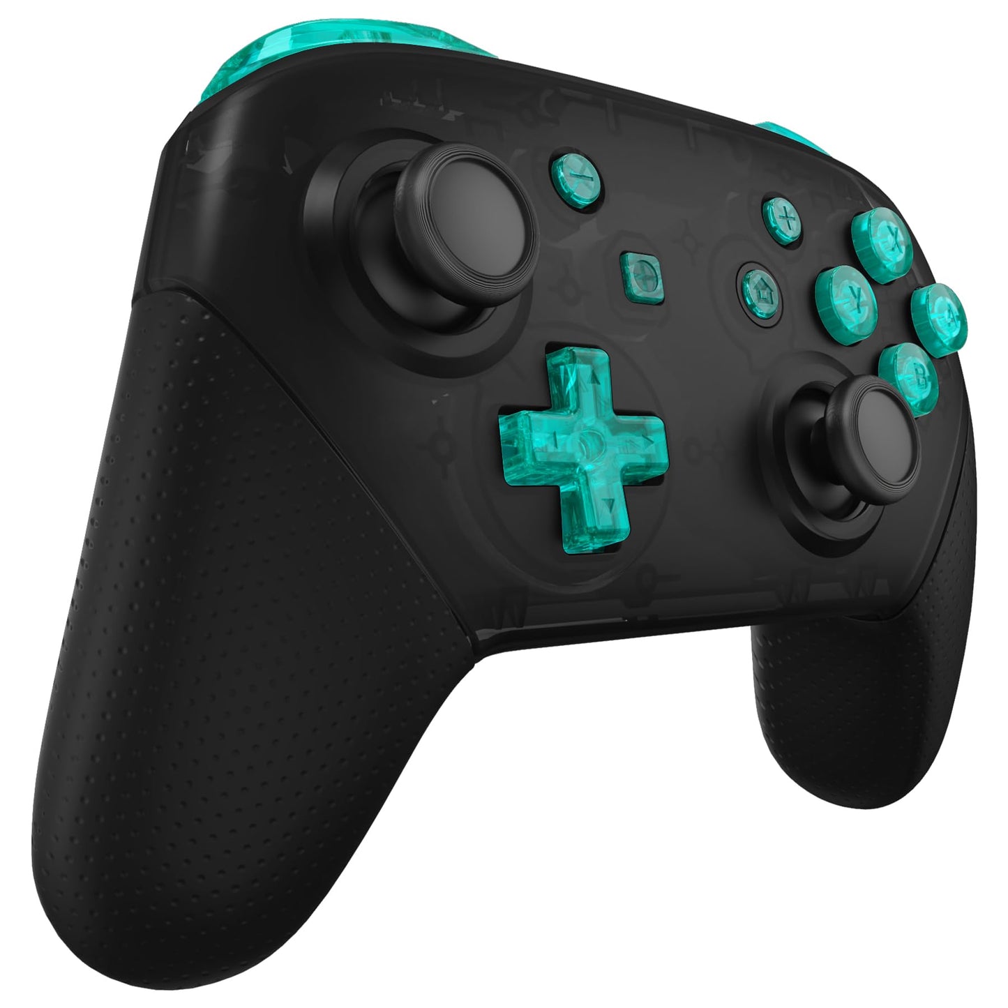 eXtremeRate Crystal Emerald Green repair ABXY D-pad ZR ZL L R buttons for Nintendo Switch Pro controller with tools, glossy DIY replacement set