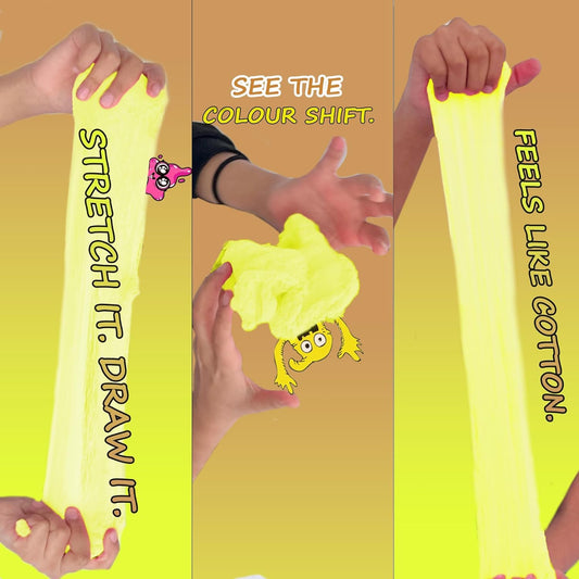 Set of 3 glow-in-the-dark, heat-sensitive, UV reactive kids and adult stretchy putty from Bodygenix for stress relief and fun.