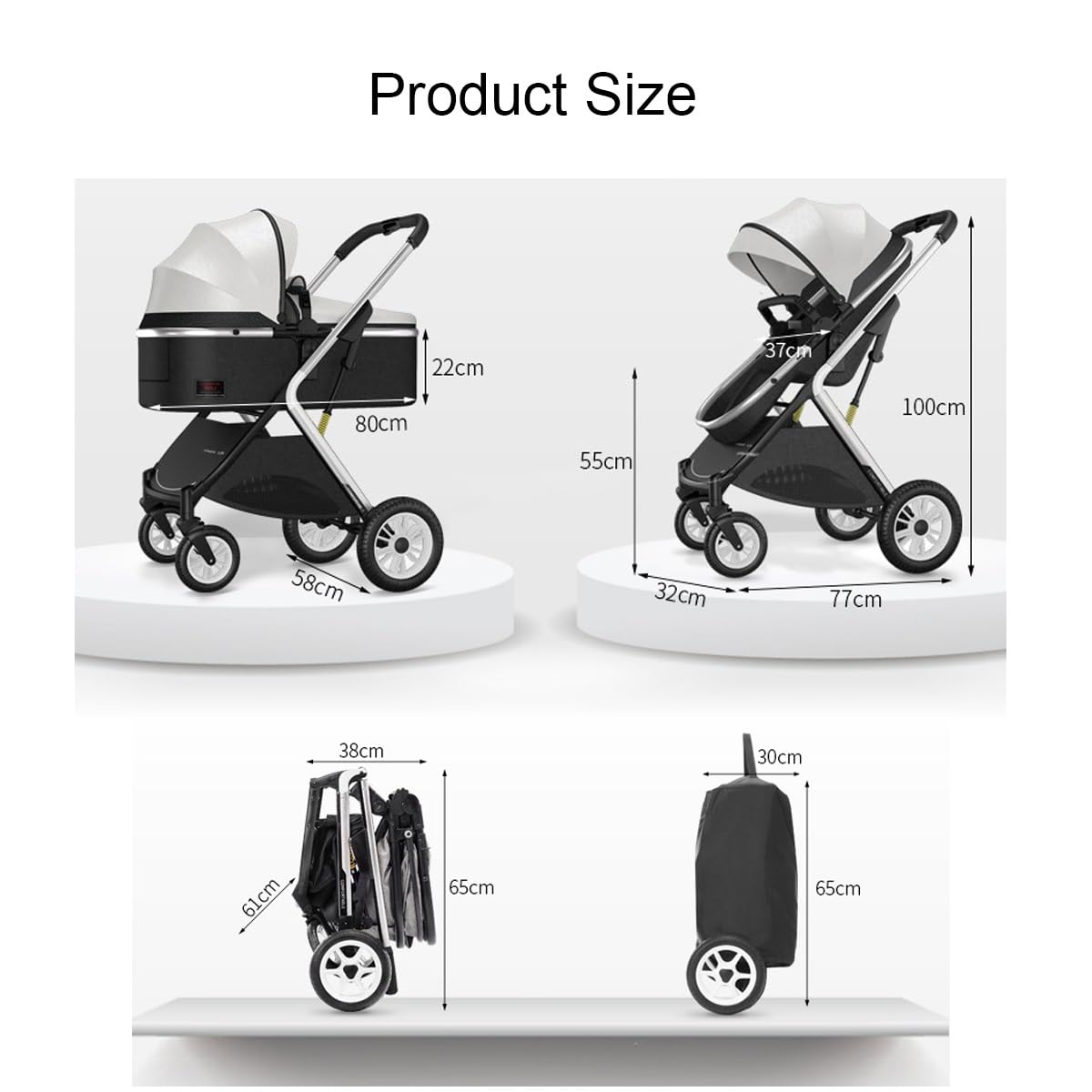 YCKEGEW Double Seat Twin Baby Stroller Luxury Carriage Tandem Pram Side By Side,Detachable Pushchair From Birth to 15 Kg,Infant Twins Stroller Can Sit Lie (Color : Nero)