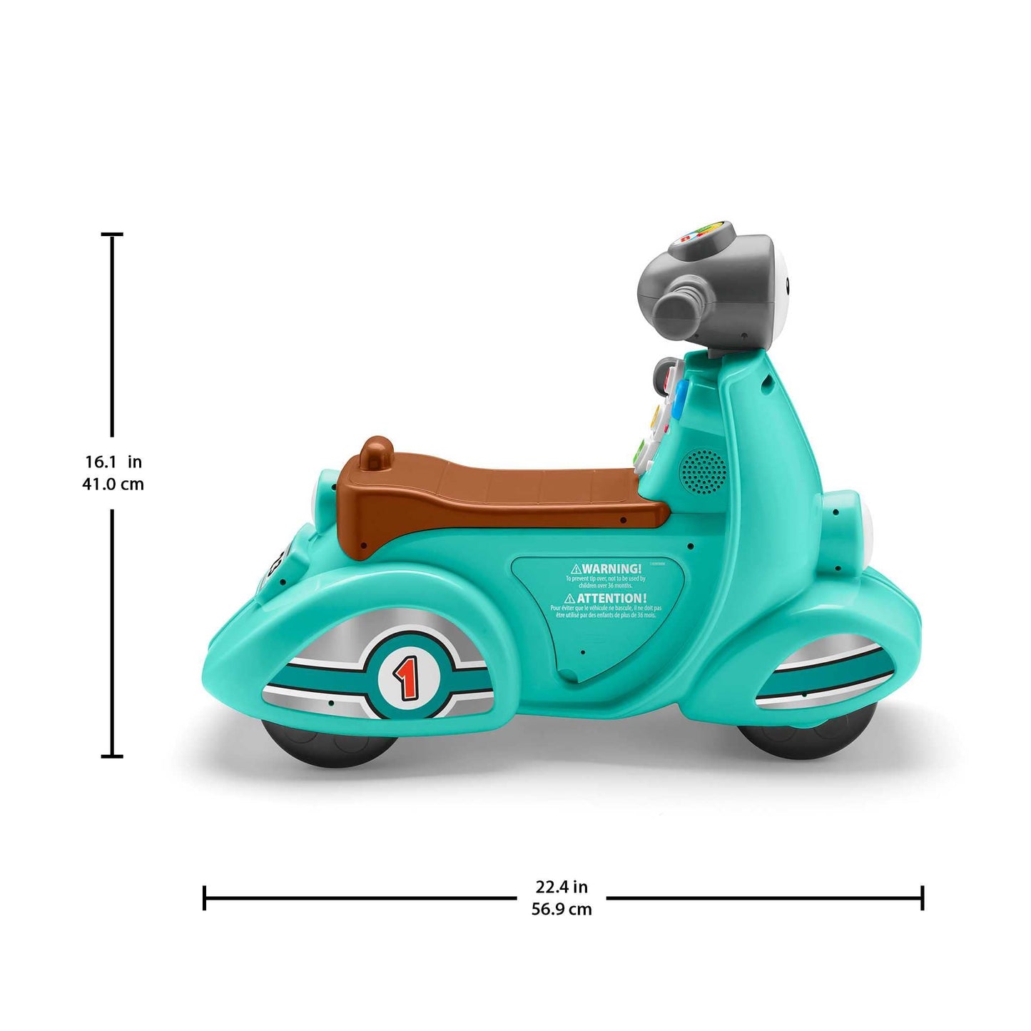 Fisher-Price Toddler Ride-On Toy Scooter with Smart Stages Educational Content for Pretend Play, Multi-Language Version, Laugh & Learn, HMV76