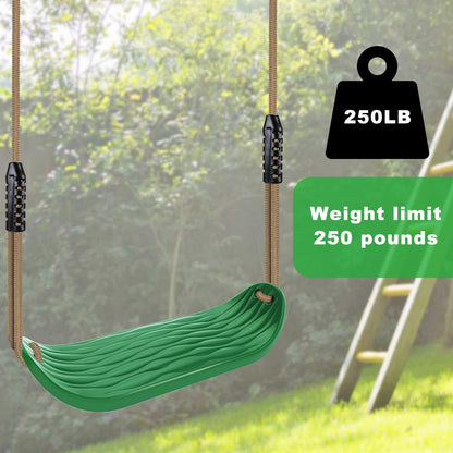 BeneLabel kids swing seat with green water ripple design, hard plastic, adjustable rope, suitable for indoor outdoor use, supports 250lbs
