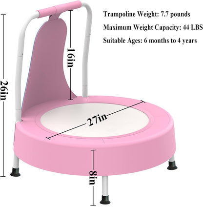 CZCPARY Indoor and Outdoor Mini Trampoline, Children's Trampoline with Handles,Suitable as Birthday Gift or Festive Present for Boys and Girls,Pink