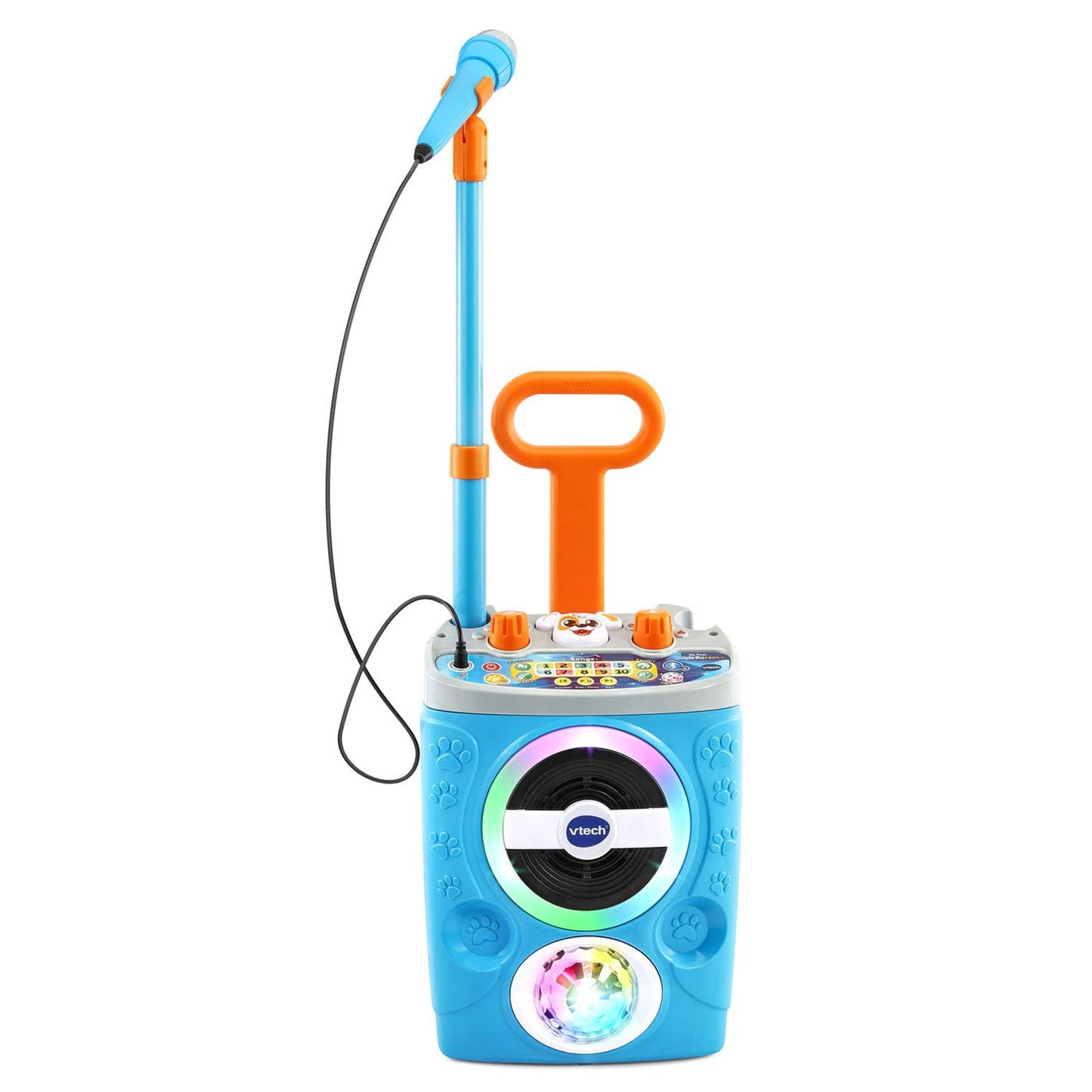 VTech Kidi Superstar Jr. karaoke machine with colorful microphone and built-in speakers for kids' singing entertainment.