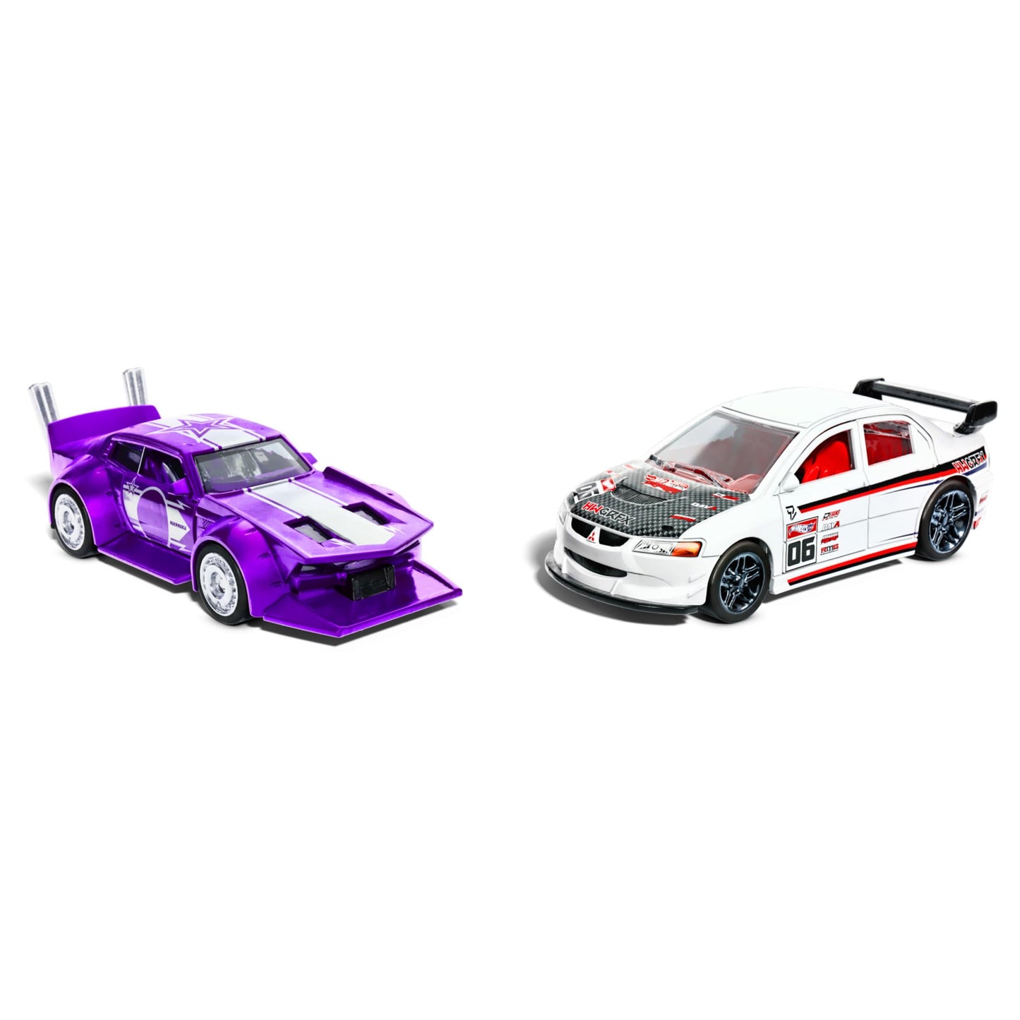 Hot Wheels pull-back speeders set of 2 toy cars in 1:43 scale with assorted styles and opening features.