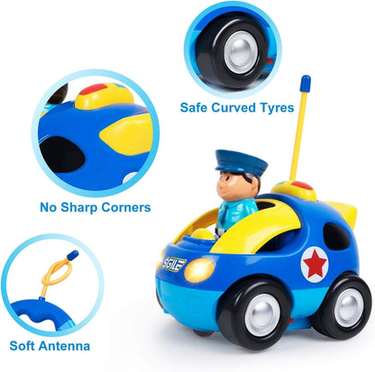 SGILE Remote Control Car for Toddlers with Sound and Light, RC Police Car Toys Birthday Gift Present for 18 Month+ Year Old Boys Girls, Blue