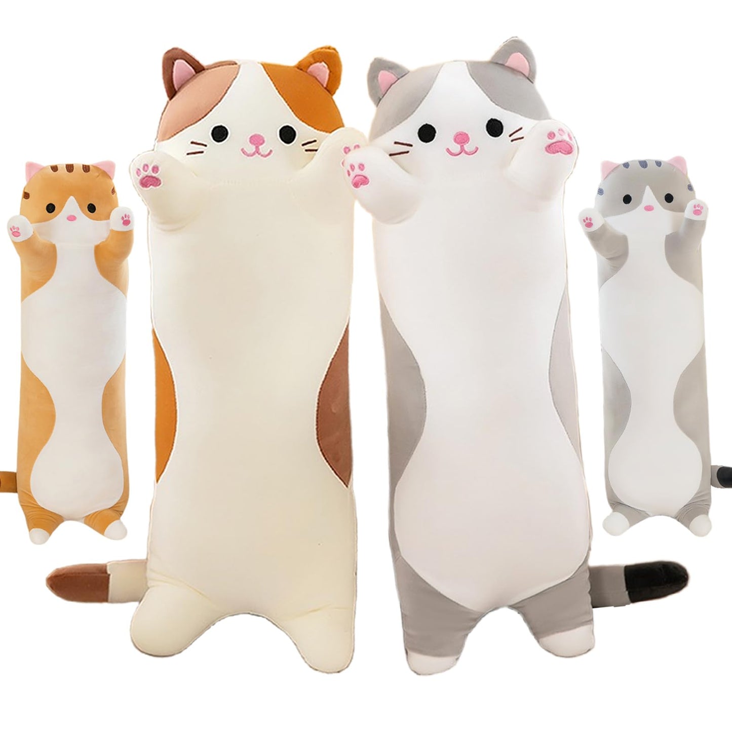 Long Cat Plush Pillow, Cute Stuffed Animal Kitten Soft Huggable Toy for Kids and Adults, 1pcs, 50cm/Grey