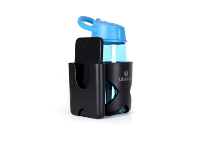 LittleLife Buggy And Pushchair Universal Cup & Phone Holder Adjustable Bottle Organiser for Stroller, Drink and Coffee Cup Holder with Phone Holder