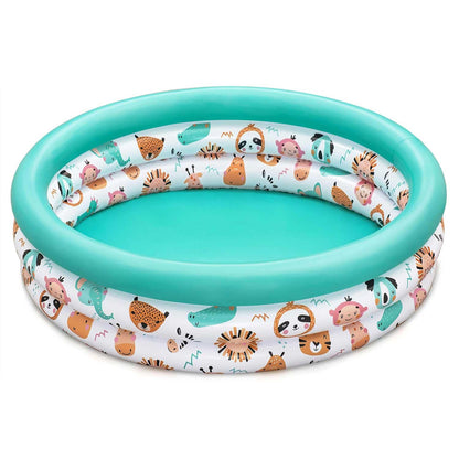 Bestway Safari Pals inflatable kiddie pool with colorful animal designs for kids' outdoor fun.