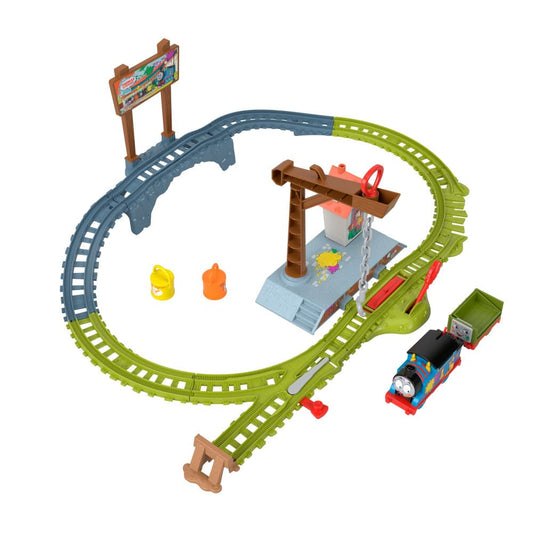 Thomas & Friends Motorized Toy Train Set, Paint Delivery with Troublesome Truck & Track for Pretend Play Kids Age 3+ Years, Centre