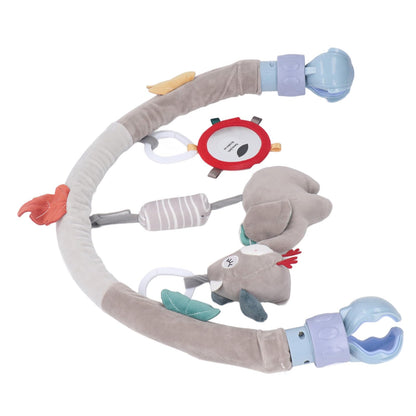 VGEBY Baby Stroller Arch Toy, Soft Plush Baby Bouncer Toy Bar with Secure Toy Clip Car & Stroller Toys for Bassinet Crib Baby & Toddler Toys (Elephant)