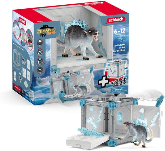 SCHLEICH Eldrador Creatures - 40 PC Ice Battle Cave with Rat Toy Playset - Frozen Rodent Figurine for Boys and Girls with Expandable Fortress - Interactive, Imaginative Play for Kids Ages 7+ | 42676