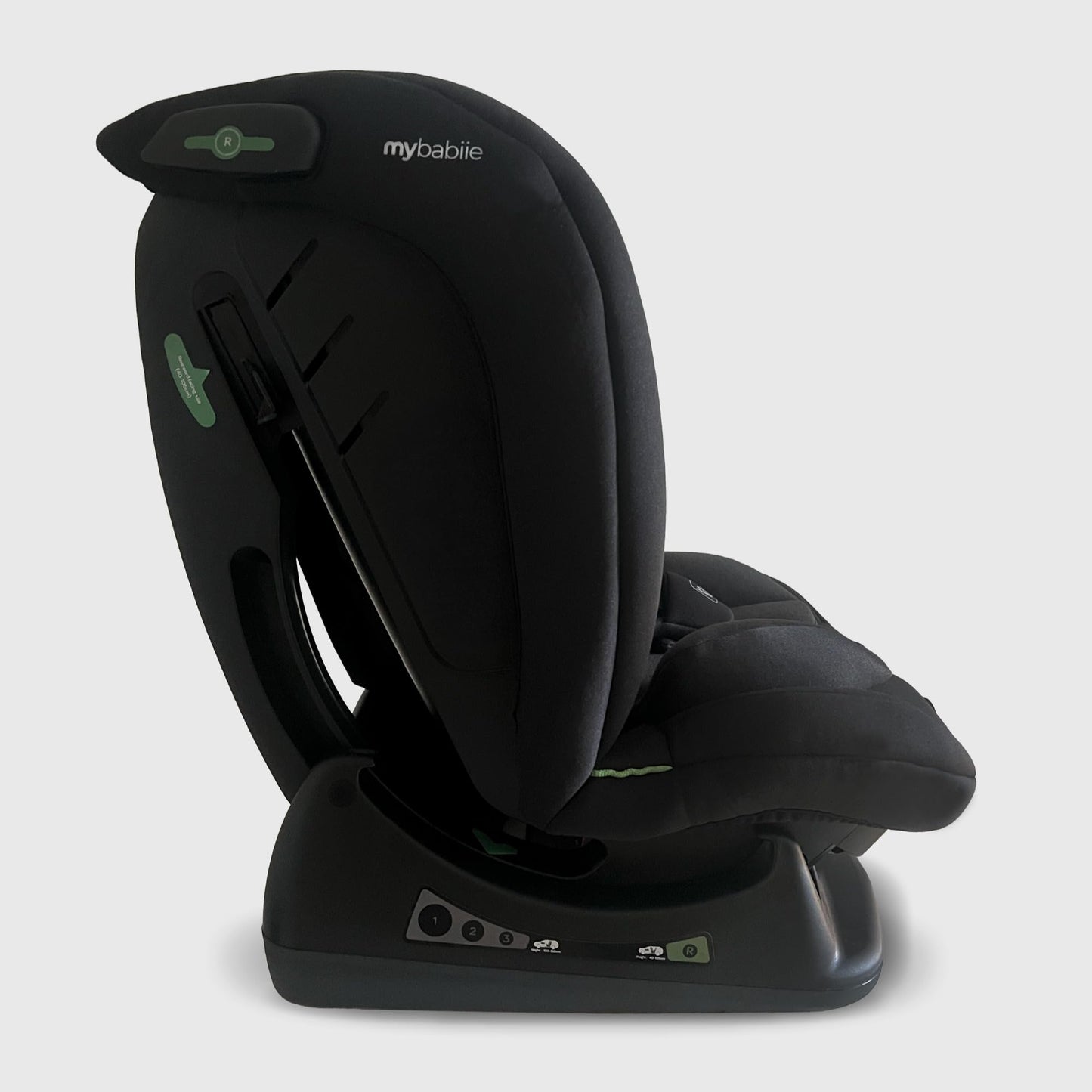 My Babiie MBCS100 2-in-1 Convertible R129 Child Car Seat - Belted, 40-150cm (Approx. Birth - 12 Years, 0-36kg), i-Size, Group 0+1/2/3, Adjustable - Black