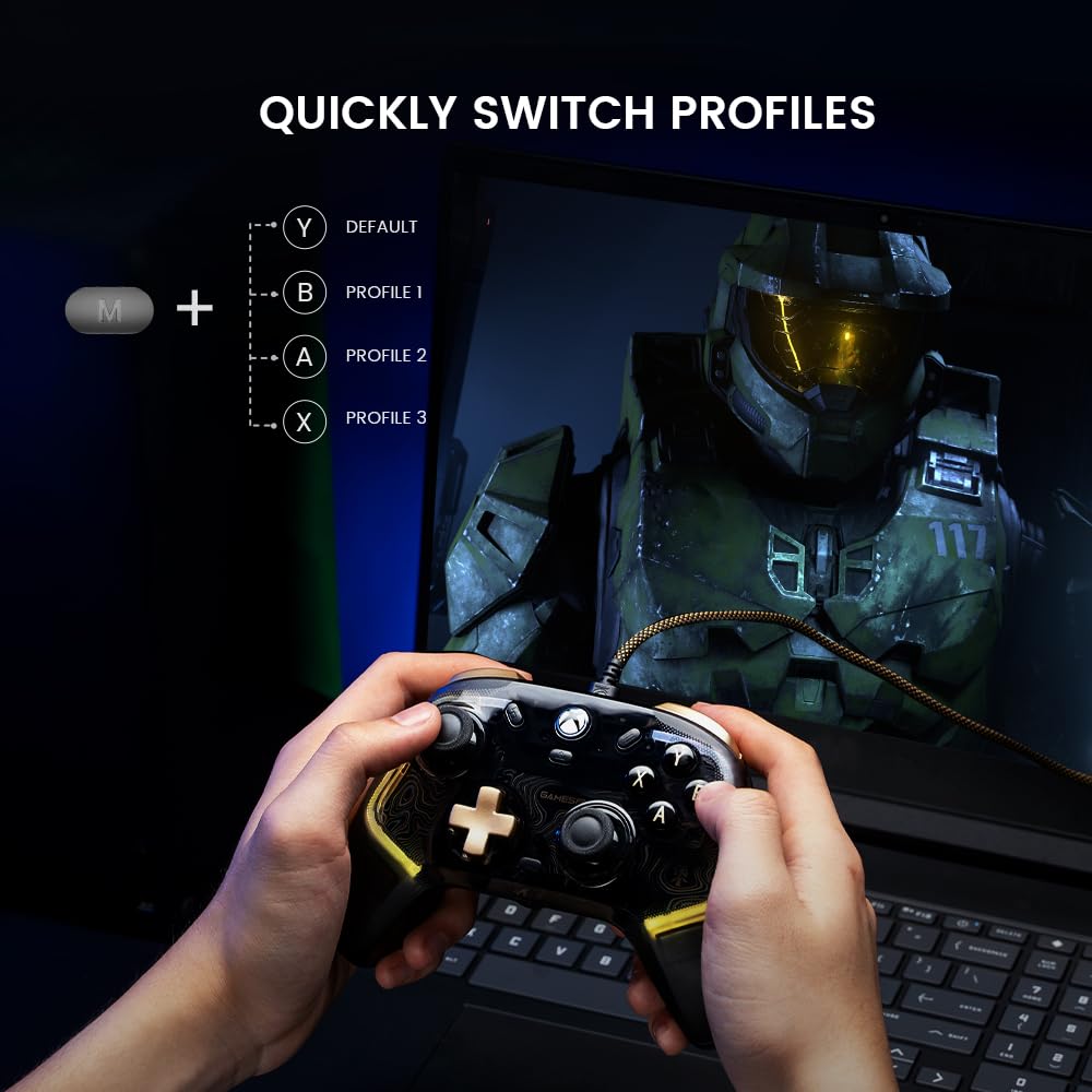 GameSir Kaleid Flux wired Xbox controller with RGB lighting and hall effect joystick for Xbox Series X|S, Xbox One, and Windows PC.