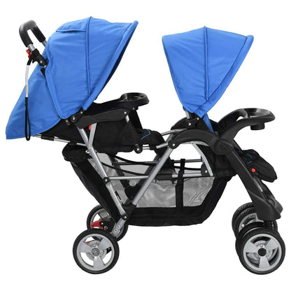 vidaXL Double Pushchair Steel Twin Pushchair Buggy Twin Buggy
