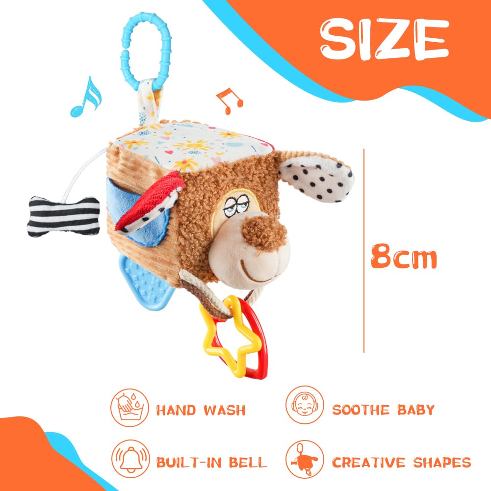 Aolso clip-on pram toy featuring a plush puppy, hanging sensory and musical toys for newborns on strollers, cribs, and car seats.