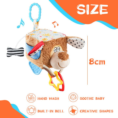Aolso clip-on pram toy featuring a plush puppy, hanging sensory and musical toys for newborns on strollers, cribs, and car seats.