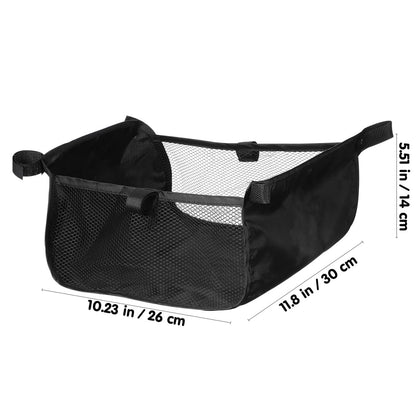 VICASKY baby stroller bottom storage basket in black attached to pushchair for convenient shopping and stroller organization