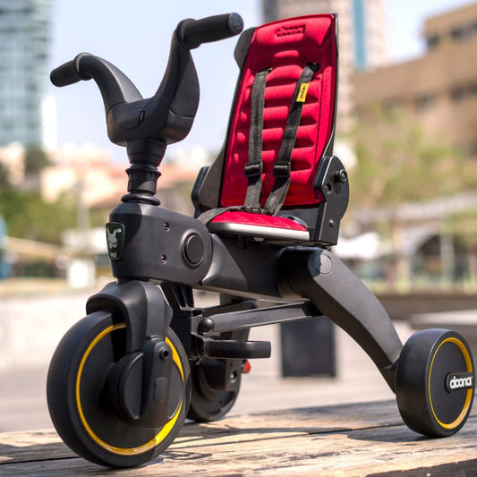 DOONA Liki Baby Trike S1 - Premium Foldable Toddler Tricycle with parent handle for ages 10 Months to 3 Years - Flame Red