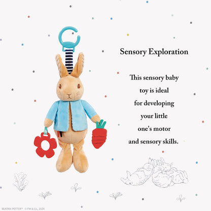 Rainbow Designs Peter Rabbit Activity Toy Pram Toy - Sensory Toy for Babies, Stimulates Senses & Encourages Early Developmental Play with Rattle, Squeak & Crinkle Sounds