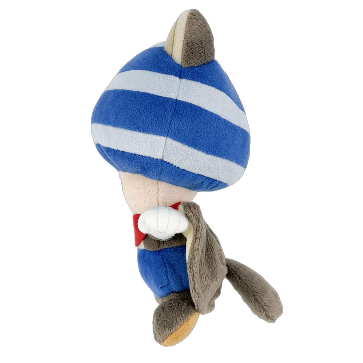 Blue Toad Super Mario plush toy from Nintendo Together+ featuring Flying Squirrel costume, 21 cm size.