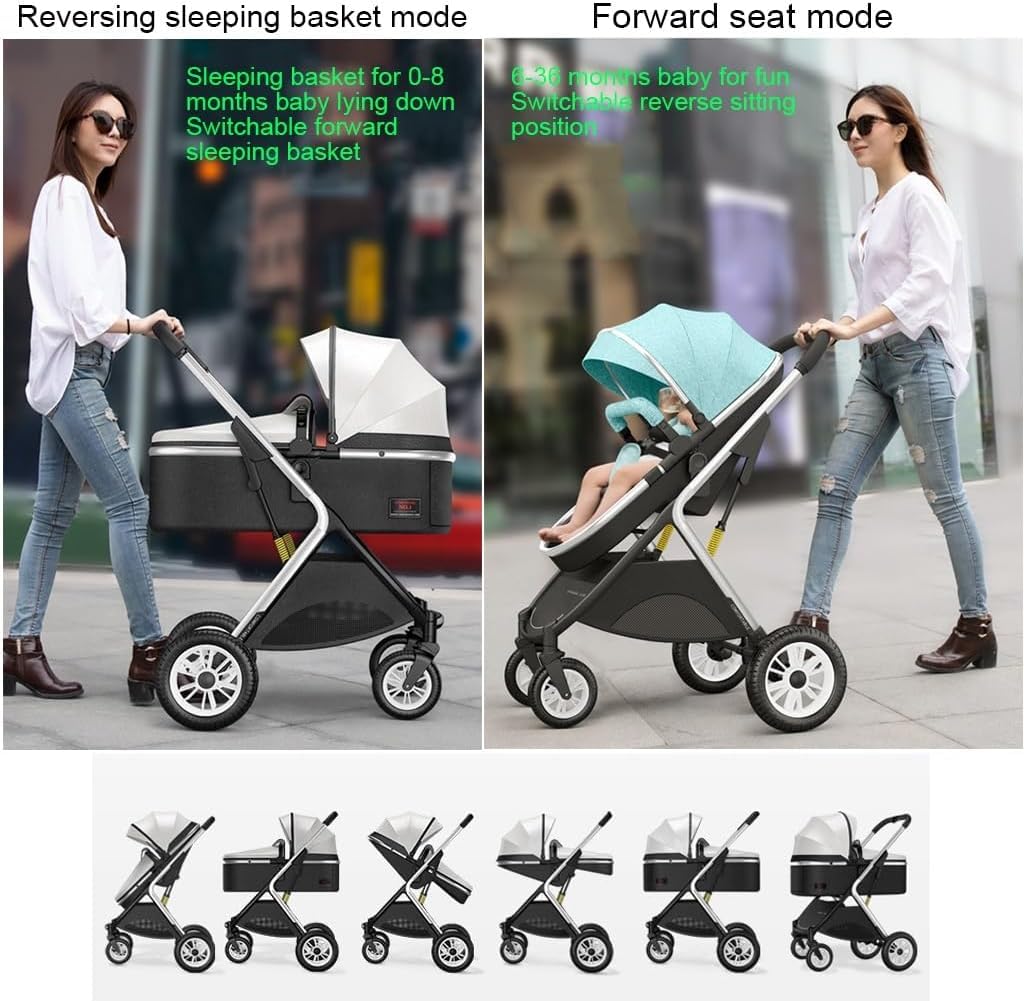 EYPKPL Lightweight Double Stroller Foldable Double Pushchair with Adjustable Canopy Baby Carriage Removable Prams Tandem Strollers