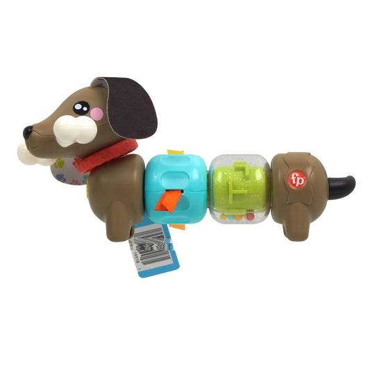 Fisher-Price Baby Sensory Toy FP Pets Click & Spin Activity Pup with colorful spinning and fine motor activities for infants 6+ months