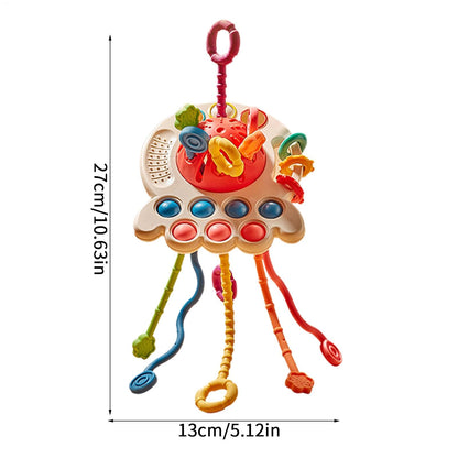 ETUCYNG Baby Toy Pull String Toy - Silicone Pull String Activity Toy, U-fo Silicone Pulling Toy, Sensory Toys For Toddler, Travel Toys For Babies, Early Development Baby Toys Fine Motor Skills Toys