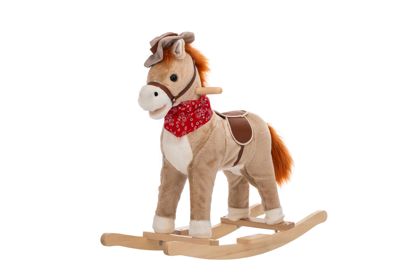 NINODOVAE Kids Rocking horse,Plush Stuffed Animal Rocker, for kids 1-3 years (light brown)