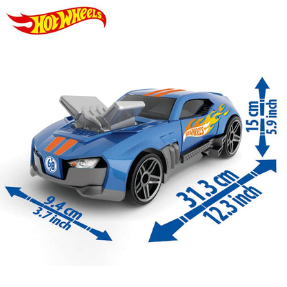 Hot Wheels 2in1 Race N' Haul car storage case with retractable handle, holding up to 15 toy cars, shown in use.